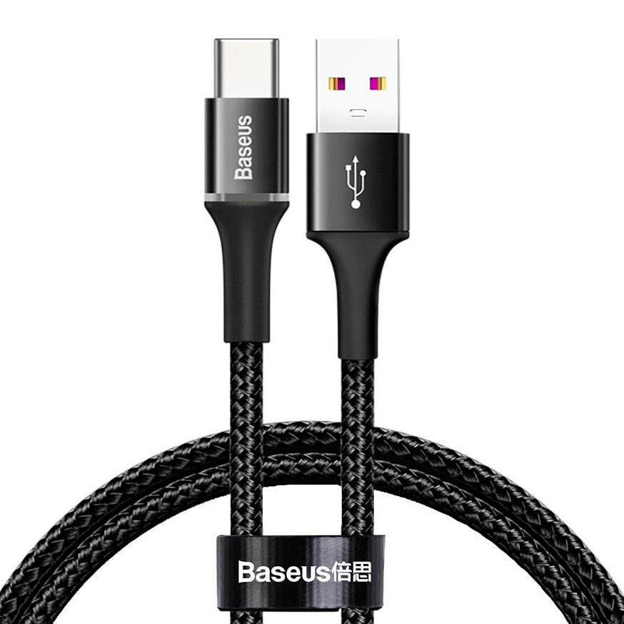 Кабель Baseus halo data cable USB For Type-C 3A 0.25m, Чёрный