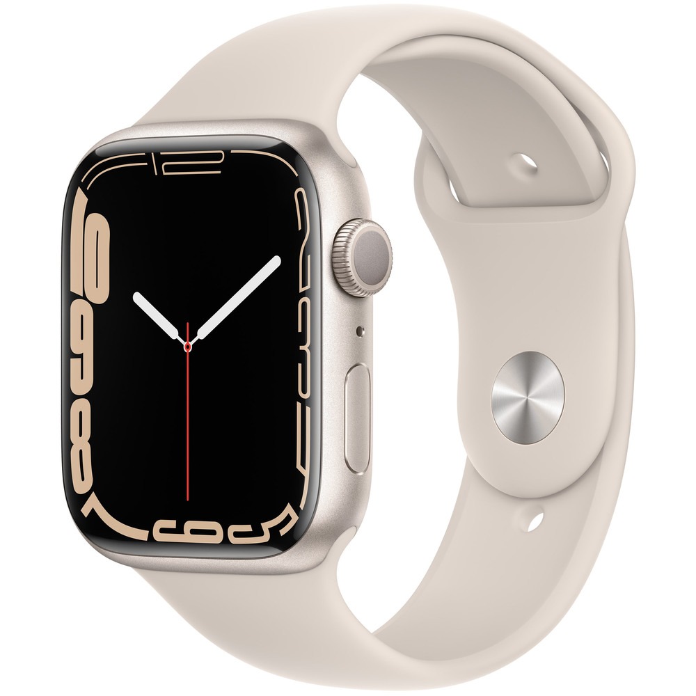 Apple Watch Series 7, 45 мм, корпус из алюминия цвета «сияющая звезда», спортивный ремешок сияющая звезда