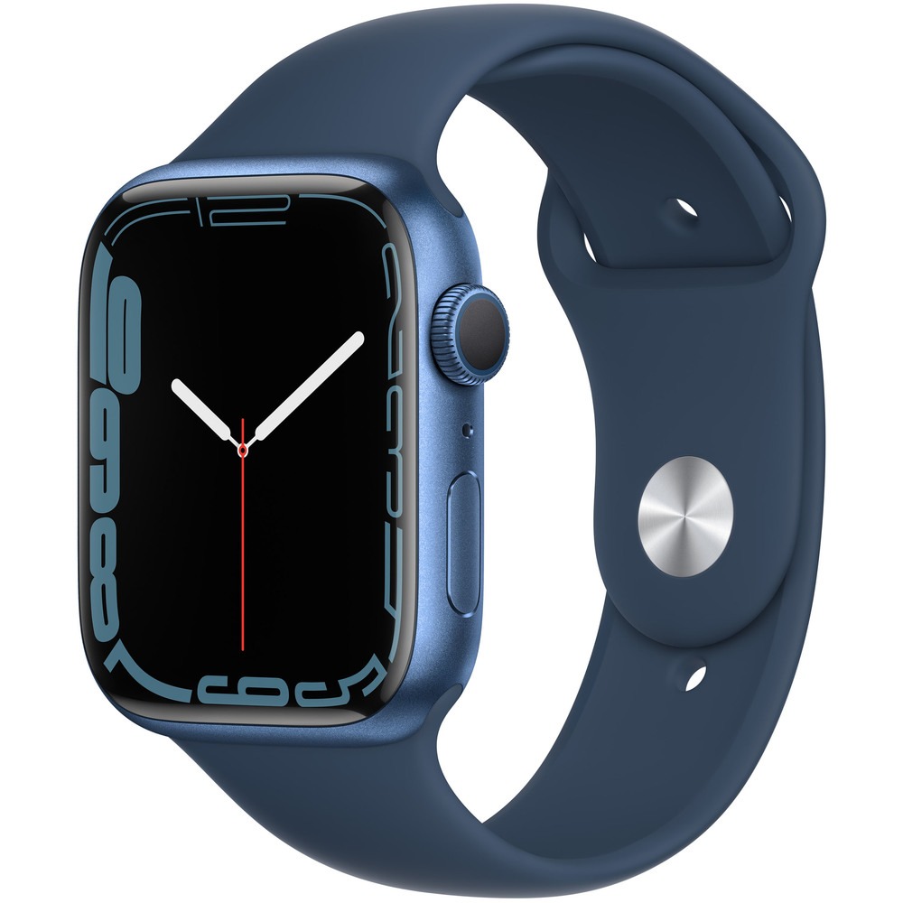 Apple Watch Series 7, 45 мм, корпус из алюминия синего цвета, спортивный ремешок синий омут