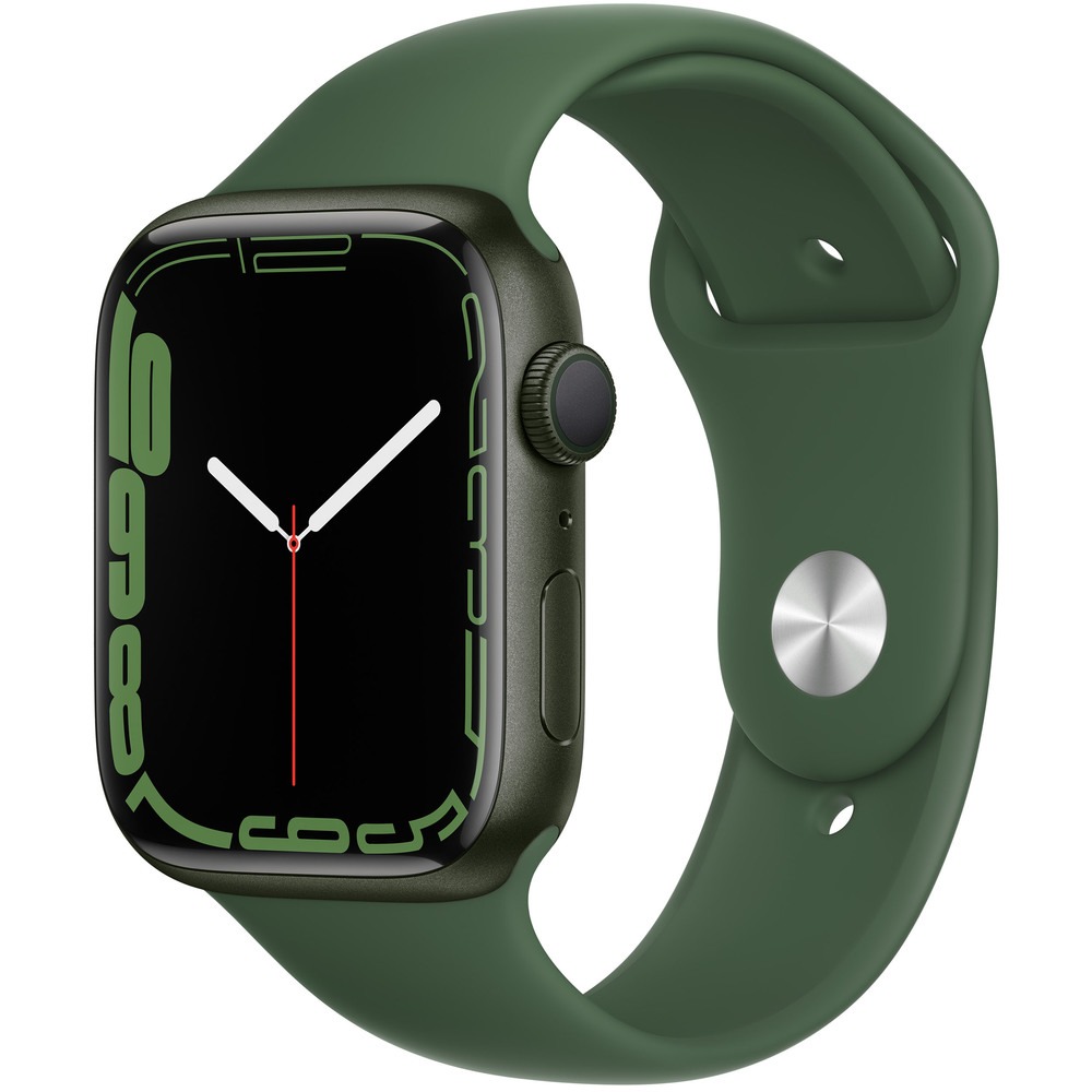 Apple Watch Series 7, 45 мм, корпус из алюминия зеленого цвета, спортивный ремешок зелёный клевер