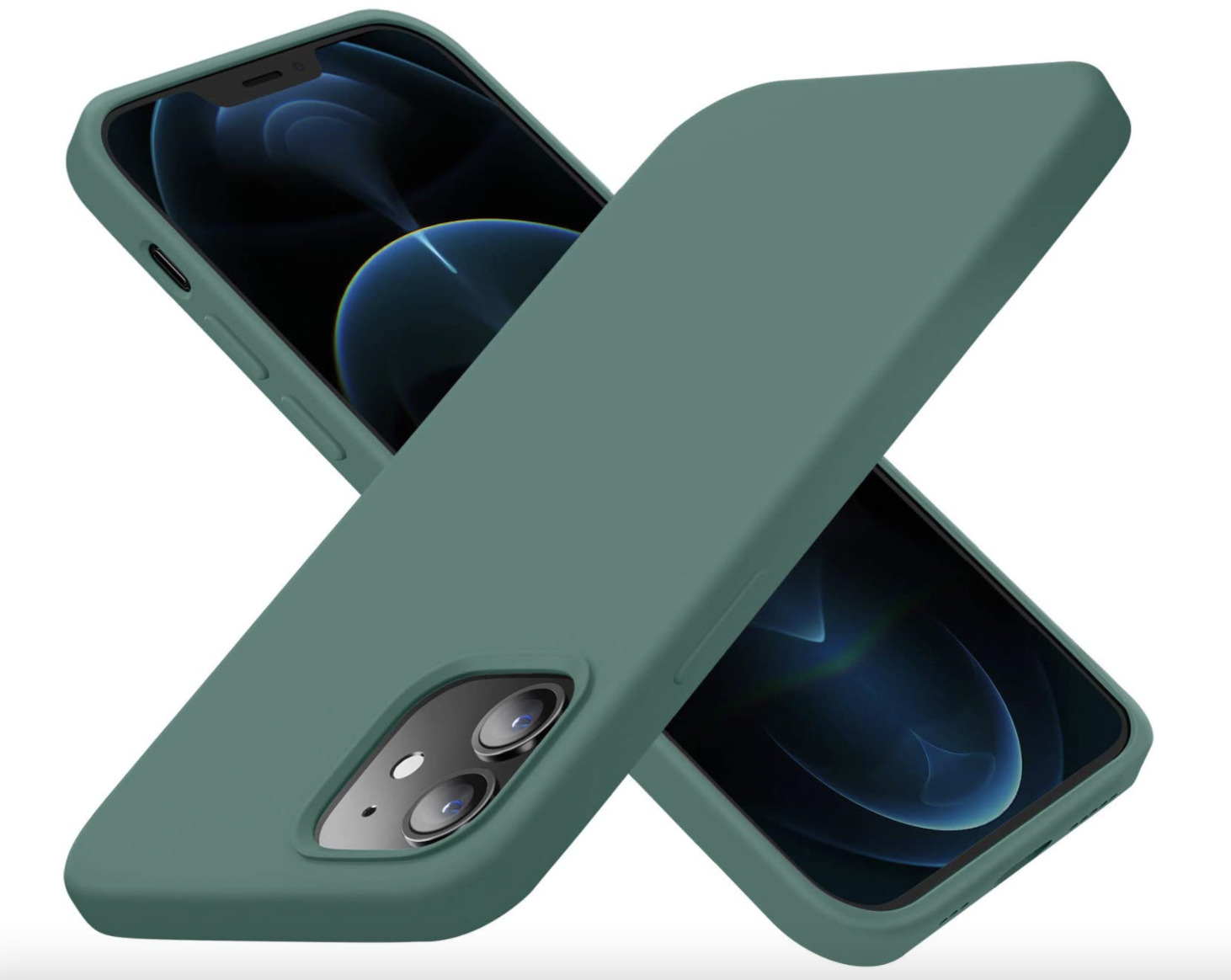 Чехол для Apple iPhone 12 Silicone Case (Темно зеленый)