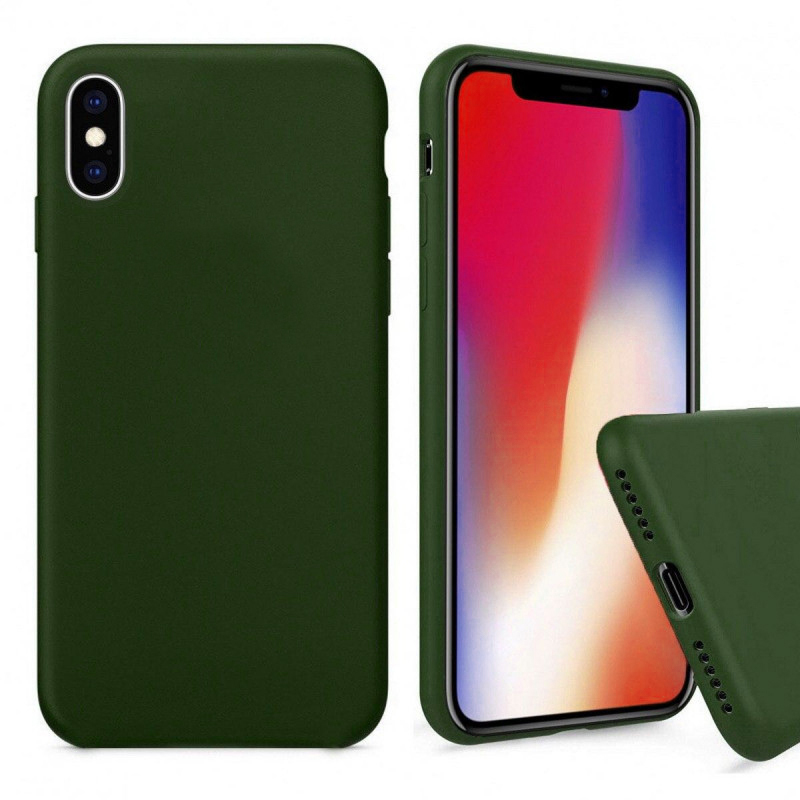 Чехол для Apple iPhone X/Xs Silicone Case (Темно зеленый)