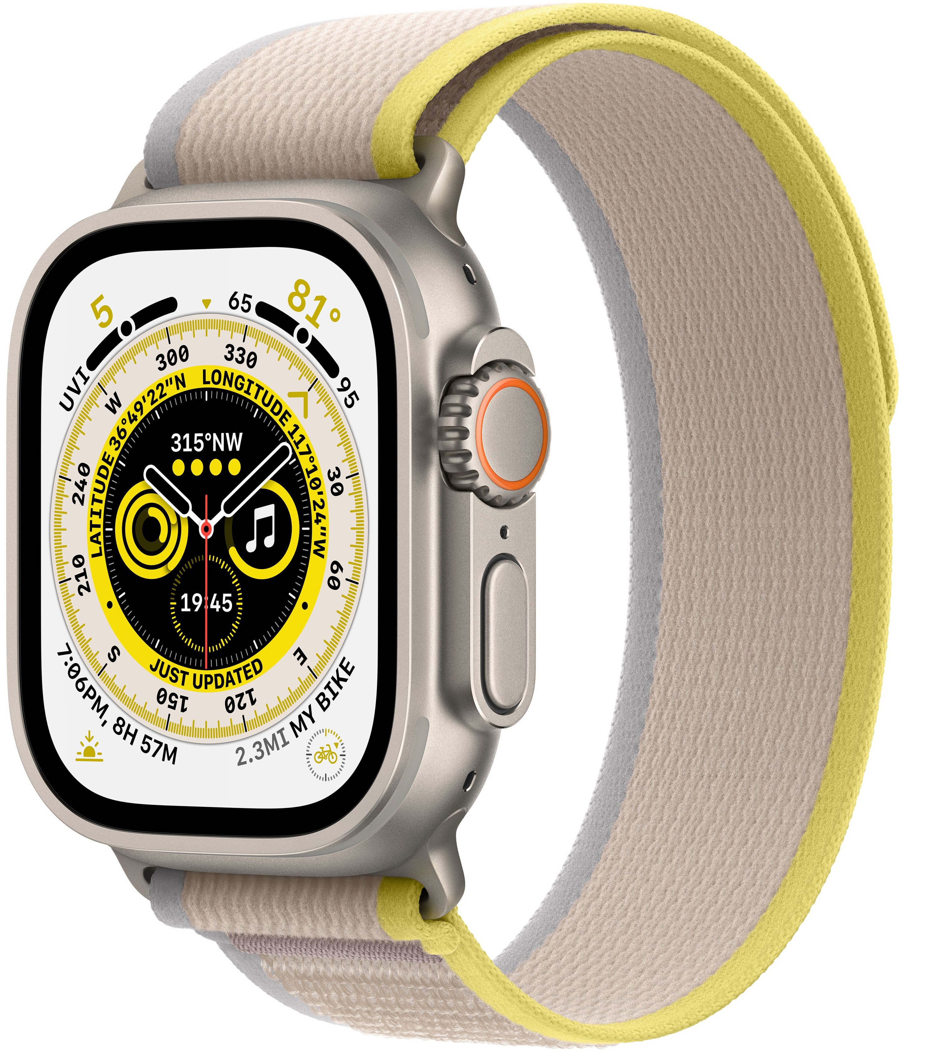 Умные часы Apple Watch Ultra 49 мм корпус из титана, ремешок Trail желтого/бежевого цвета