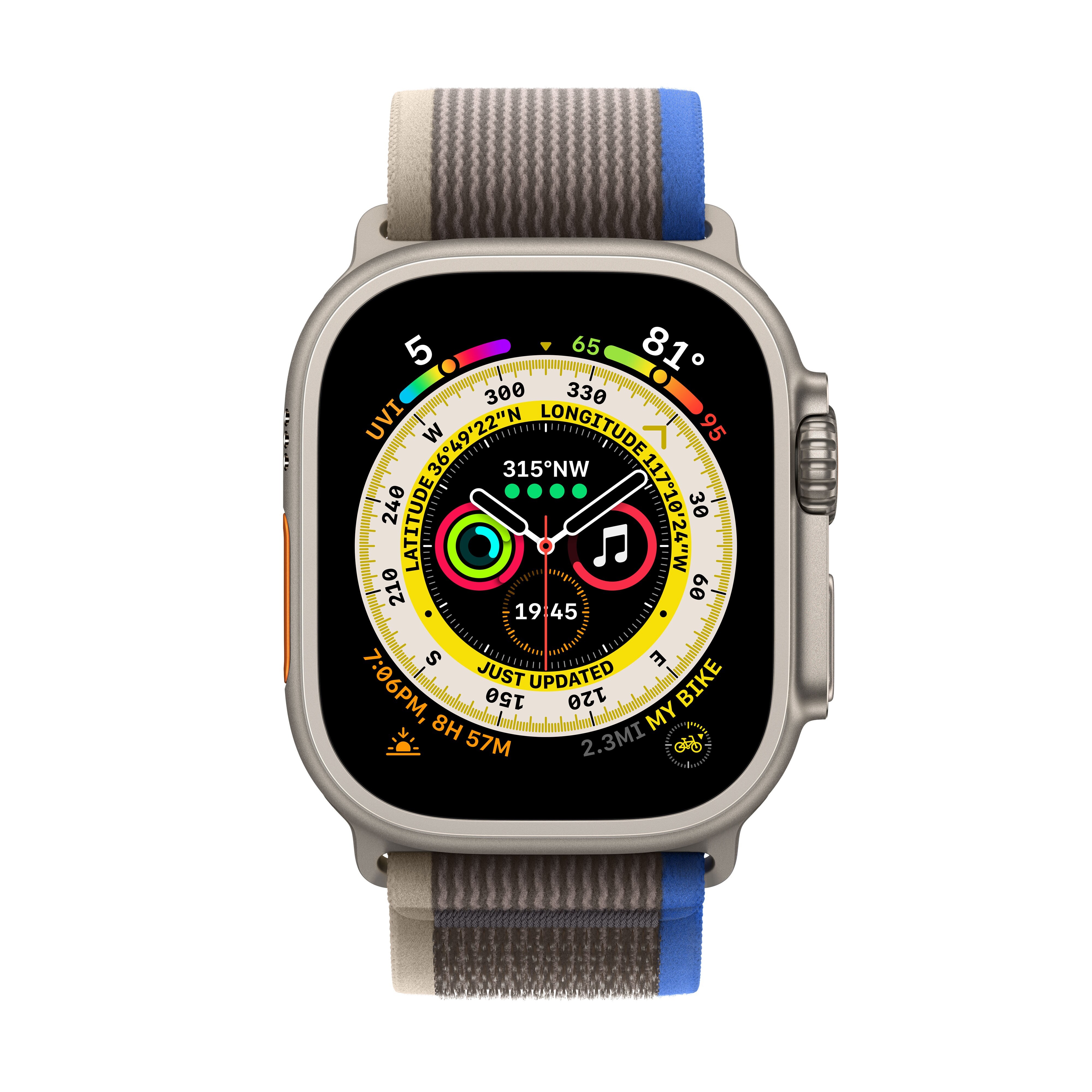 Умные часы Apple Watch Ultra 49 мм корпус из титана, ремешок Trail синего/серого цвета