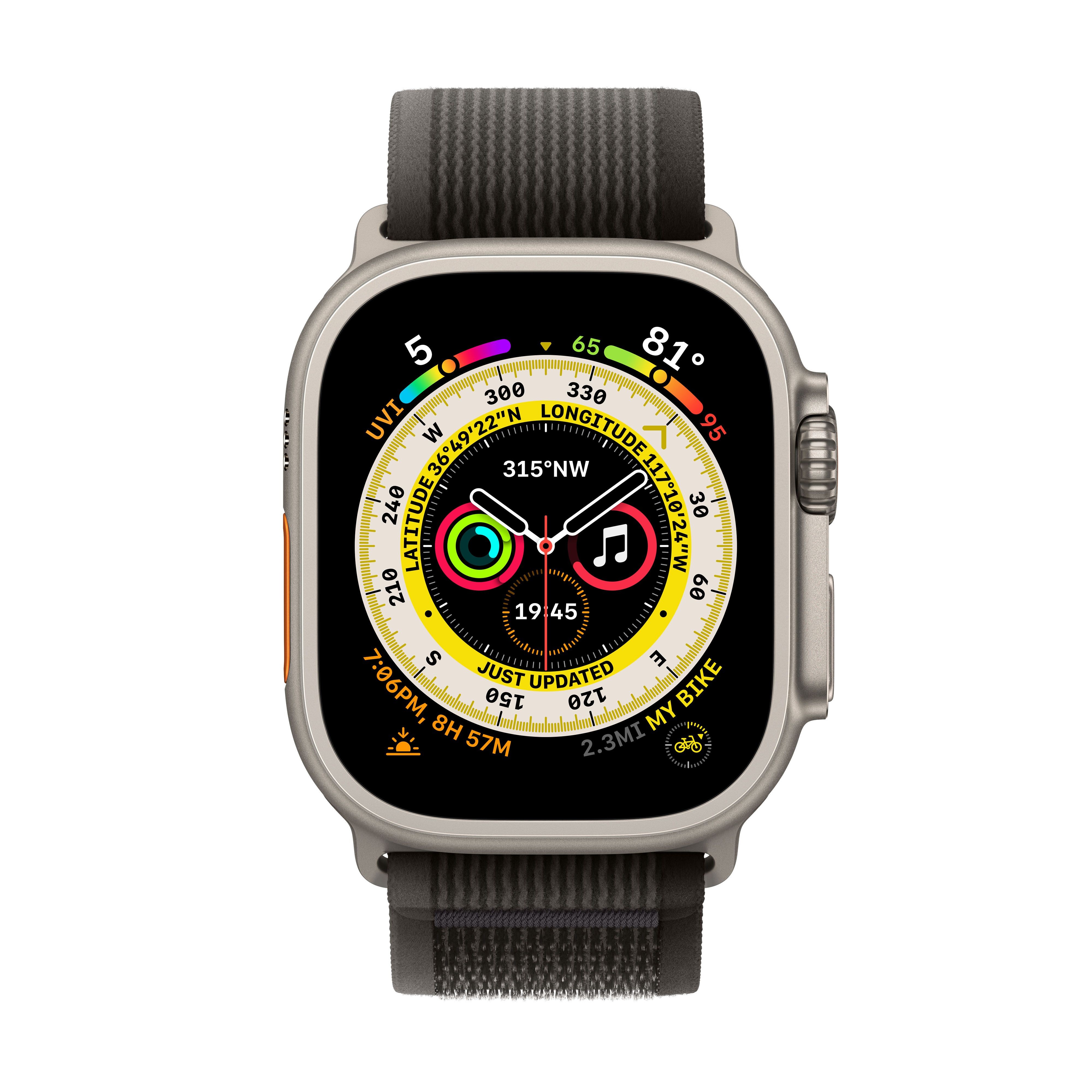Умные часы Apple Watch Ultra 49 мм корпус из титана, ремешок Trail черного/серого цвета