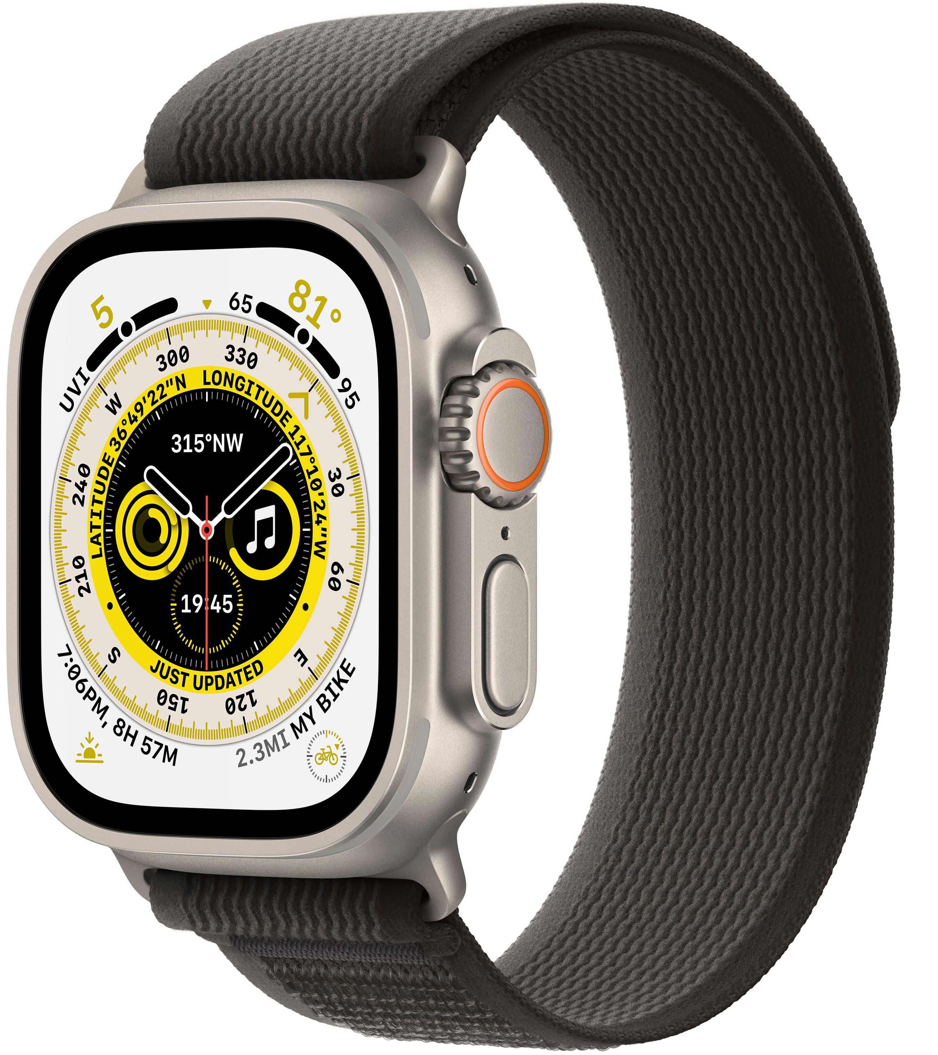 Умные часы Apple Watch Ultra 49 мм корпус из титана, ремешок Trail черного/серого цвета