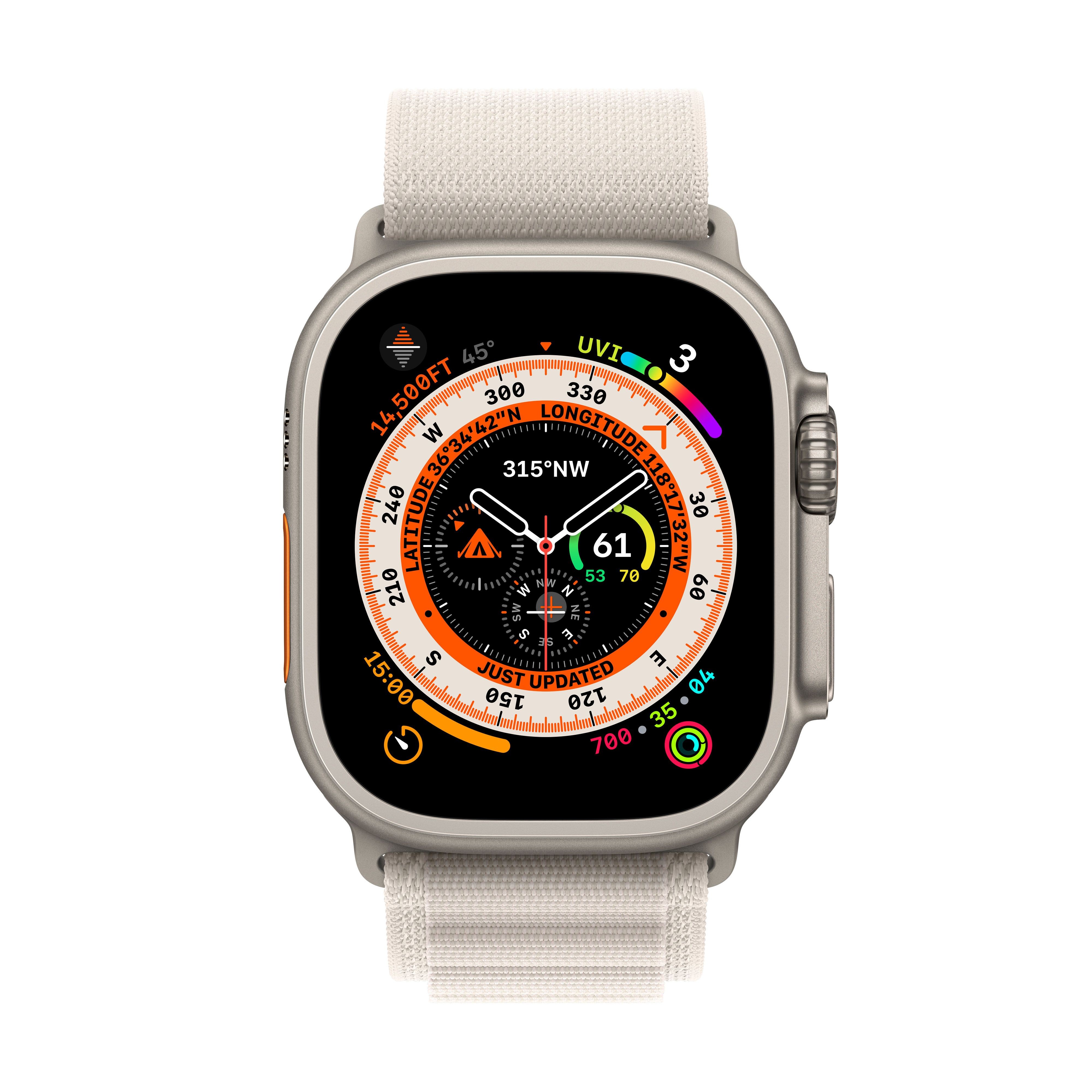 Умные часы Apple Watch Ultra 49 мм корпус из титана, ремешок Alpine цвета «сияющая звезда»