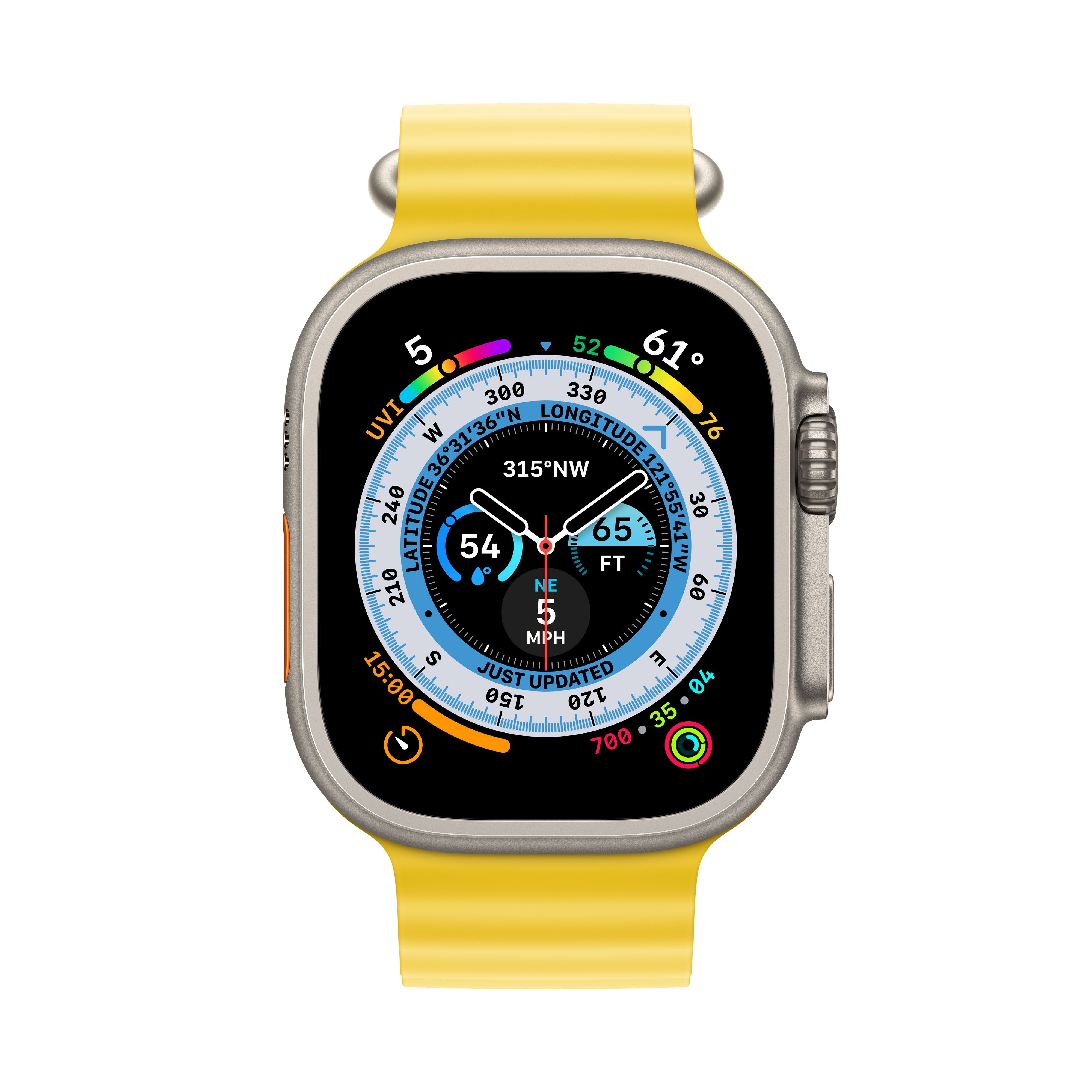 Умные часы Apple Watch Ultra 49 мм корпус из титана, ремешок Ocean желтого цвета