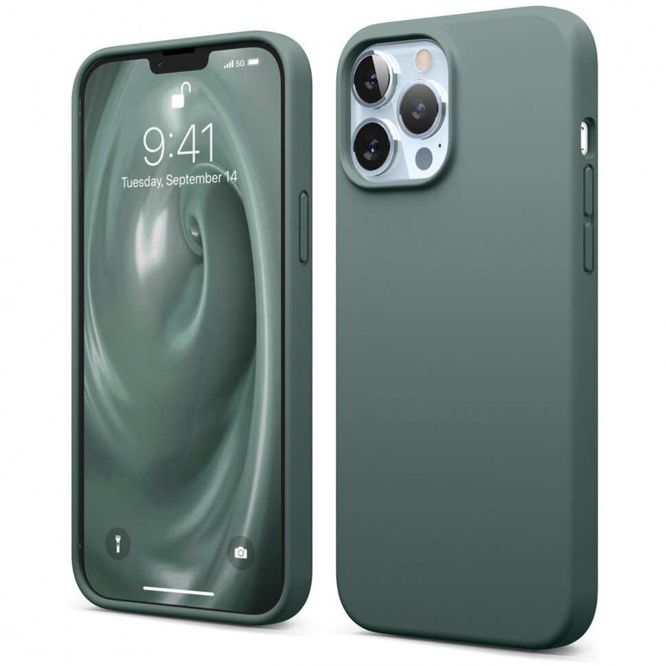 Чехол для Apple iPhone 14 Pro Max Silicone Case (Тёмно-зелёный)