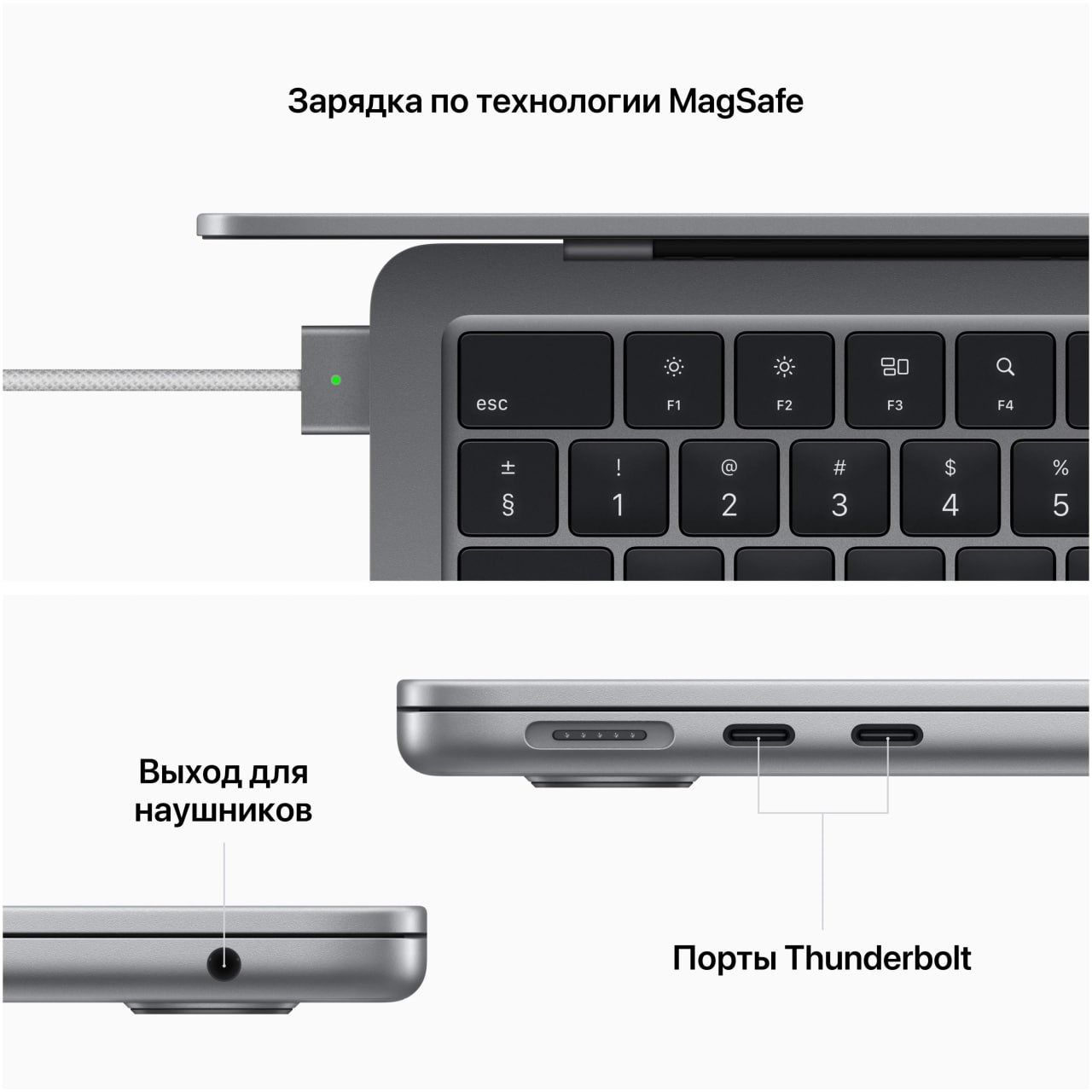 Ноутбук Apple MacBook Air 2022 13.6" (2560x1664, Apple M2, SSD 512 ГБ, Apple graphics 8-core) Серый космос MLXX3