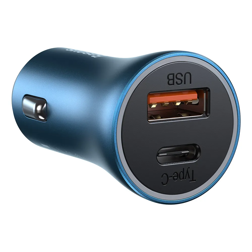 Автомобильное зарядное устройство Baseus Golden Contactor Pro Dual Quick Charger Car Charger U+C 60W Blue