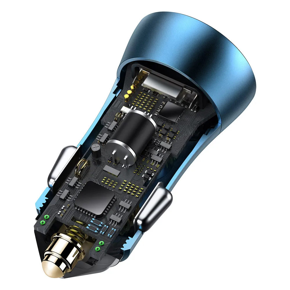 Автомобильное зарядное устройство Baseus Golden Contactor Pro Dual Quick Charger Car Charger U+C 60W Blue