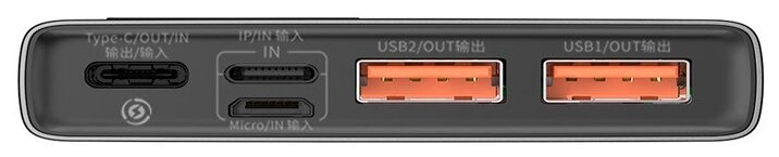 Портативный аккумулятор Baseus Adaman Metal Digital Display Quick Charge, 10000mAh, черный