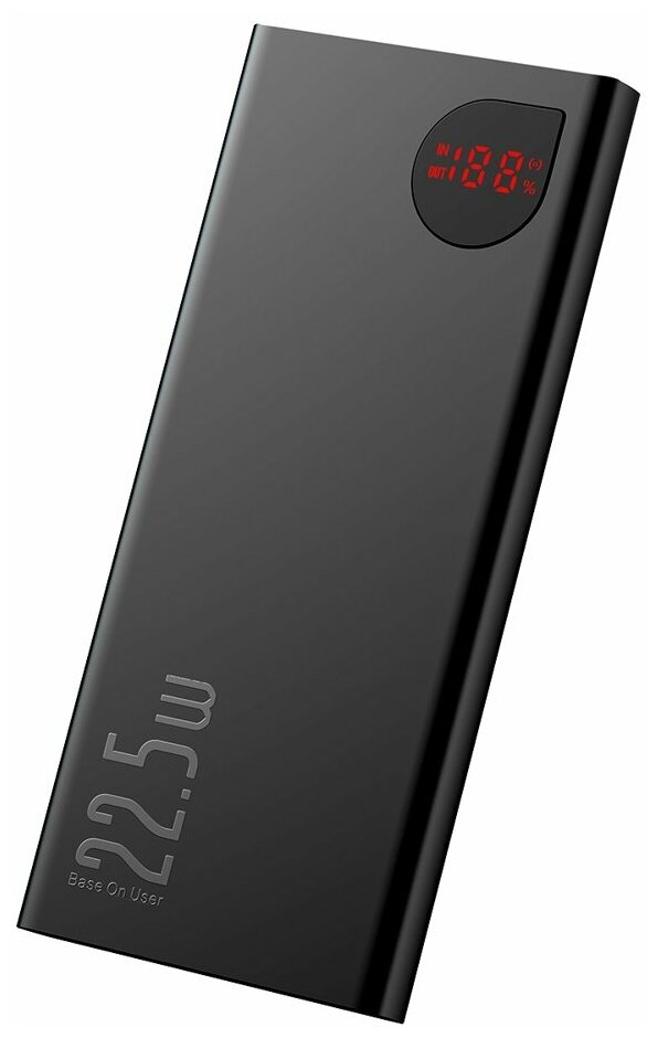 Портативный аккумулятор Baseus Adaman Metal Digital Display Quick Charge, 10000mAh, черный