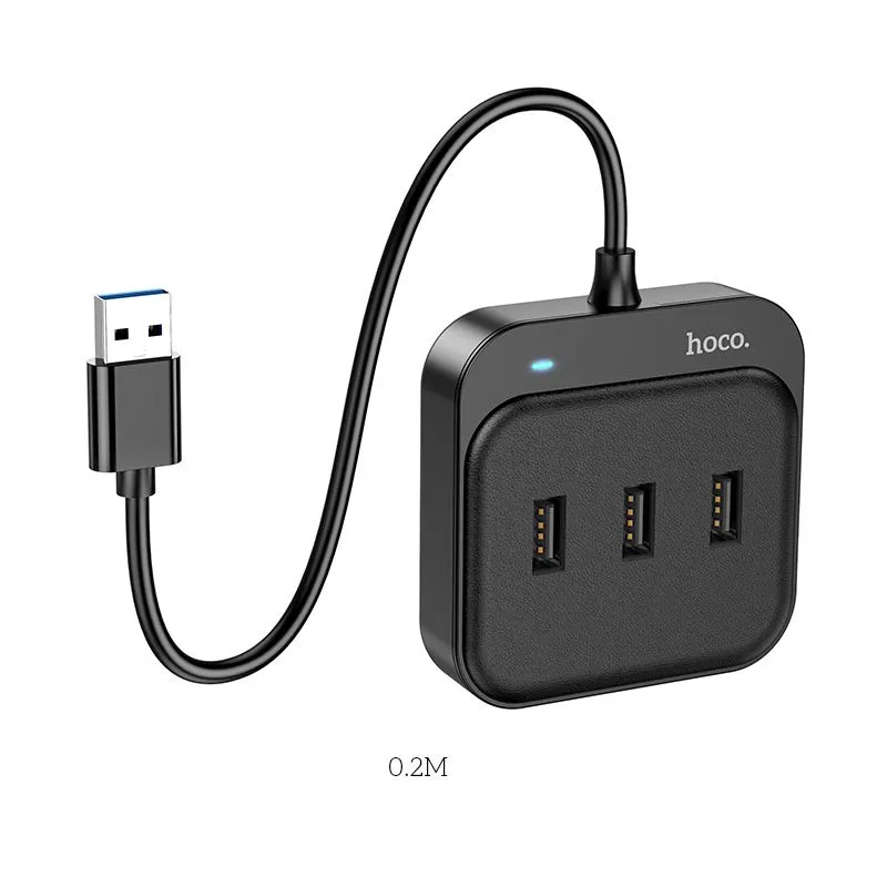 HUB Разветвитель,USB-A на USB-2.0 для компьютеров,на 4 порта HOCO HB31, 0.2 м ЮСБ концентратор