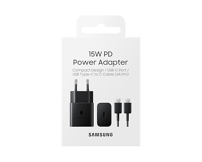 Сетевое зарядное устройство EP-T1510 + кабель USB Type-C, 15 Вт, черный