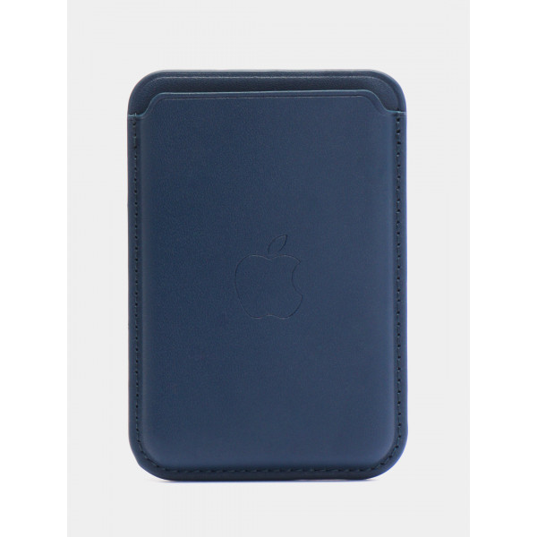 Кожаный чехол-кардхолдер iPhone Leather Wallet MagSafe для Apple iPhone (Тёмно-синий)