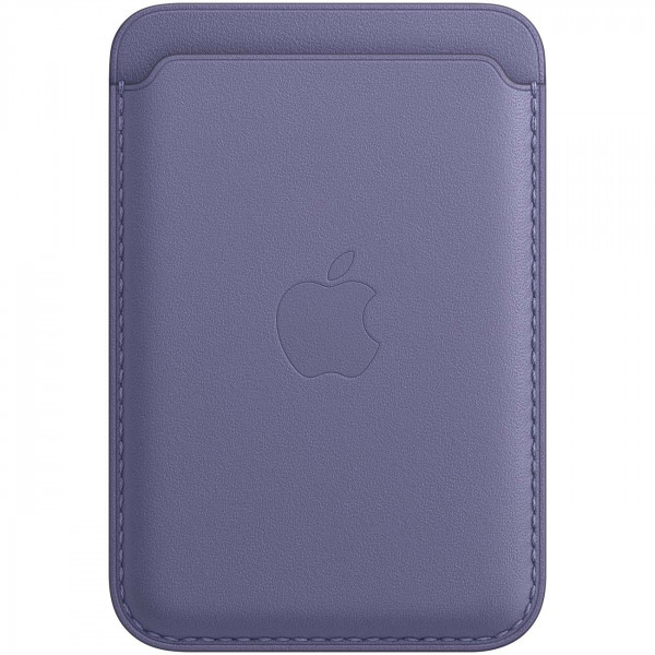 Кожаный чехол-кардхолдер iPhone Leather Wallet MagSafe для Apple iPhone (Лавандовый)