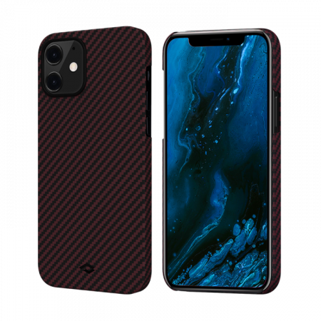 Чехол PITAKA MagEZ Case для iPhone 12 mini 5.4", черный/красный (Black/Red Twill)