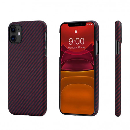 Чехол PITAKA MagEZ Case для iPhone 11, чёрно/красный (полоска)