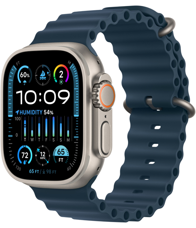 Apple Watch Ultra 2  49 мм, корпус из титана, ремешок Ocean синего цвета