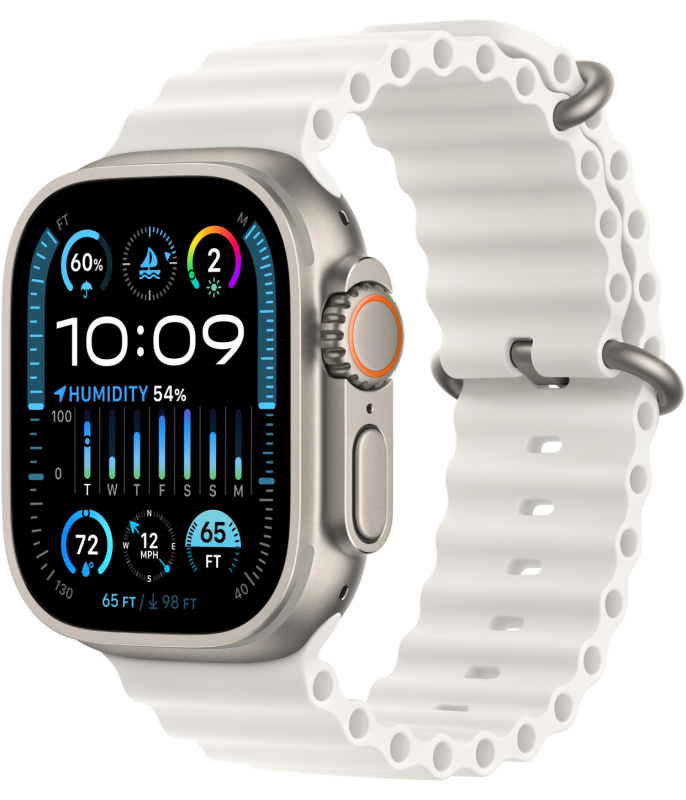 Apple Watch Ultra 2  49 мм, корпус из титана, ремешок Ocean белого цвета