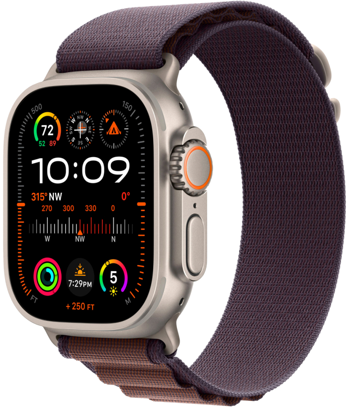 Apple Watch Ultra 2 49 мм, корпус из титана, ремешок Alpine цвета индиго