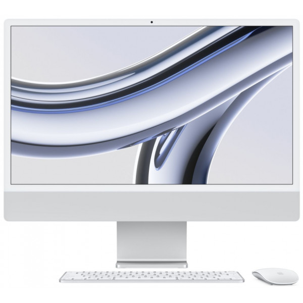 Apple iMac 24" MQR93 Retina 4,5K, M3 (8C CPU, 8C GPU, 2023), 8 ГБ, 256 ГБ SSD, серебристый