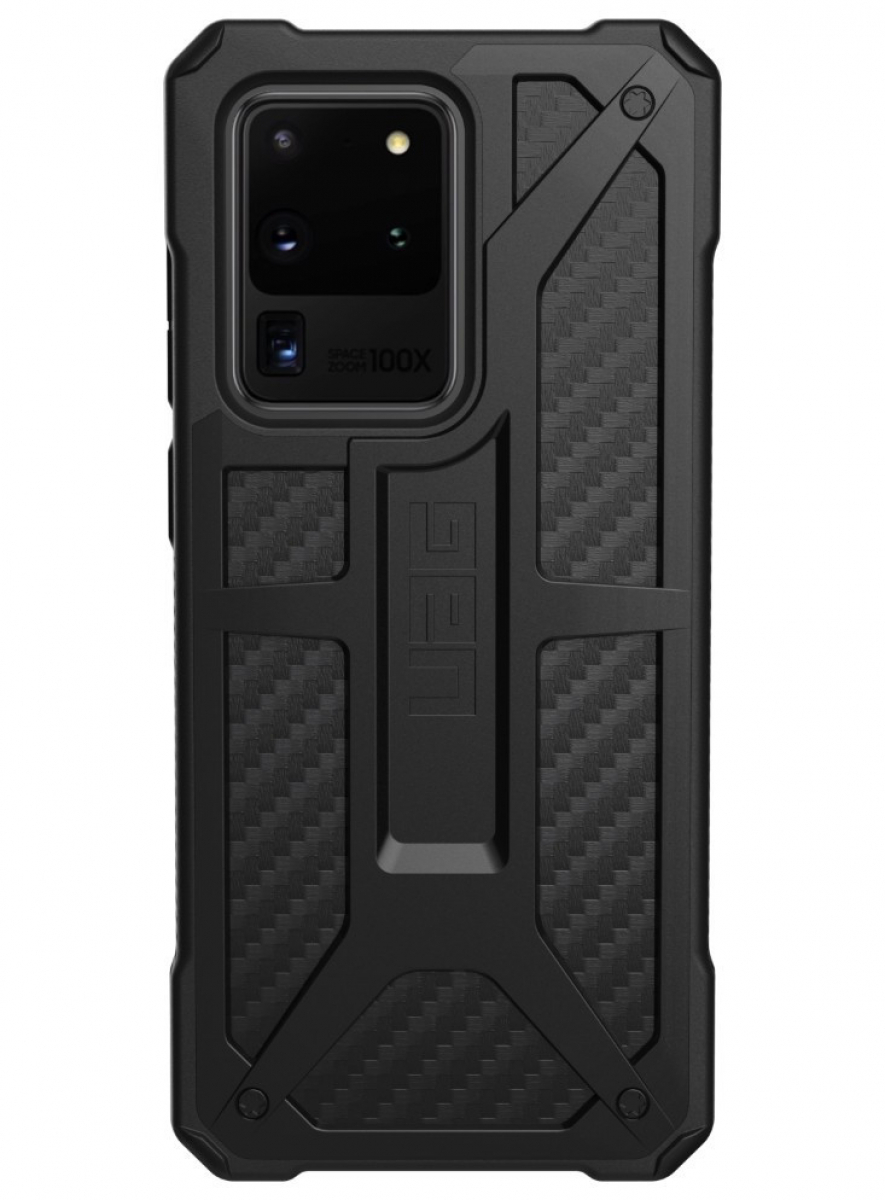 Чехол Uag Monarch для Samsung Galaxy S20 Ultra чёрный карбон (Carbon Fiber)