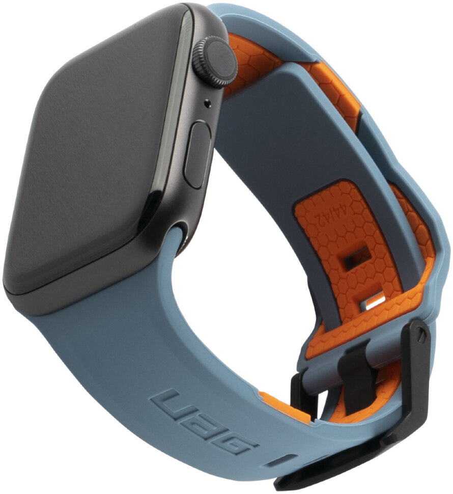 Ремень силиконовый UAG Civilian Strap для Apple Watch 45/44/42мм. "серый шифер"/оранжевый (Slate/Orange)