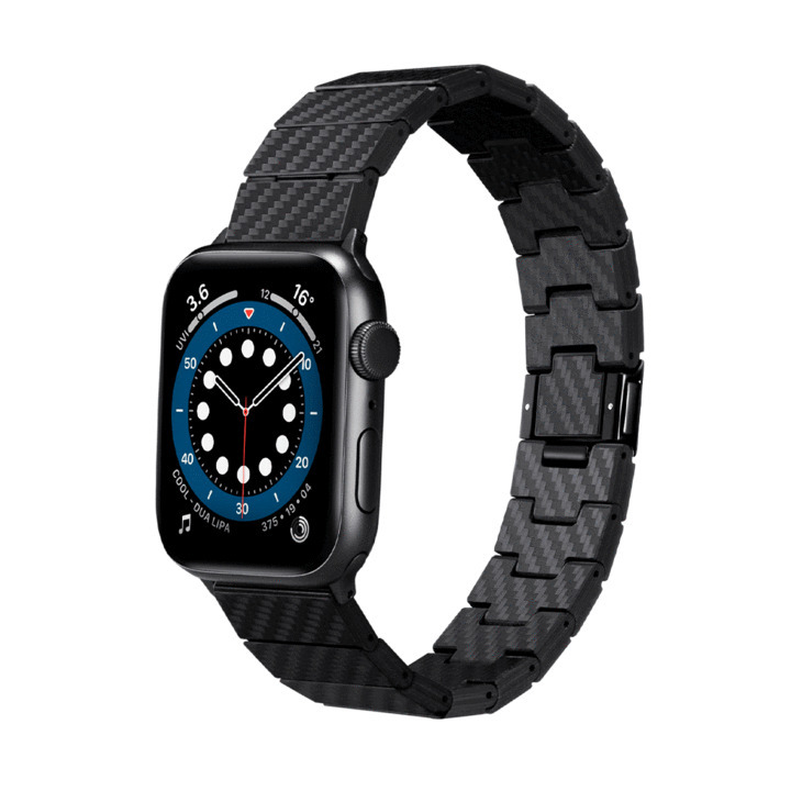 Браслет PITAKA Carbon Fiber Link серия Modern для Apple Watch 38/40/41mm, чёрно/серый (полоска)