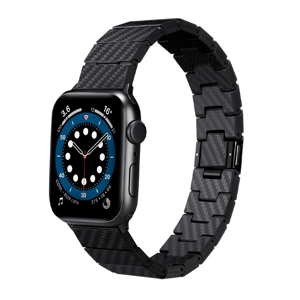 Браслет PITAKA Carbon Fiber Link серия Modern для Apple Watch 42/44/45mm, чёрно/серый (полоска)