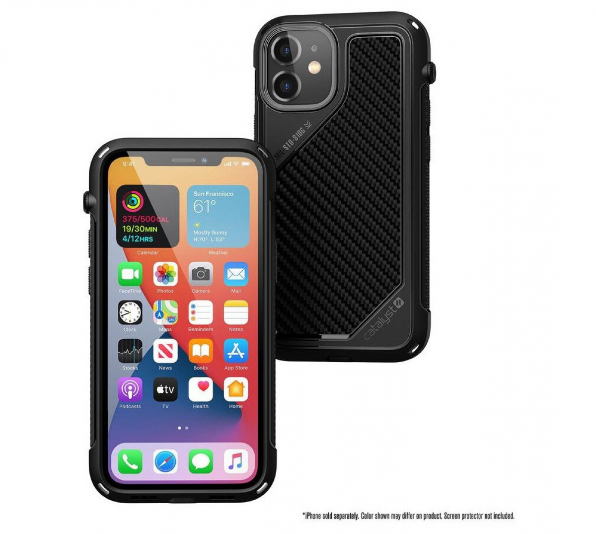 Ударостойкий чехол Catalyst Vibe Impact Case для iPhone 12 mini 5.4", черный Carbon (Stealth Black)