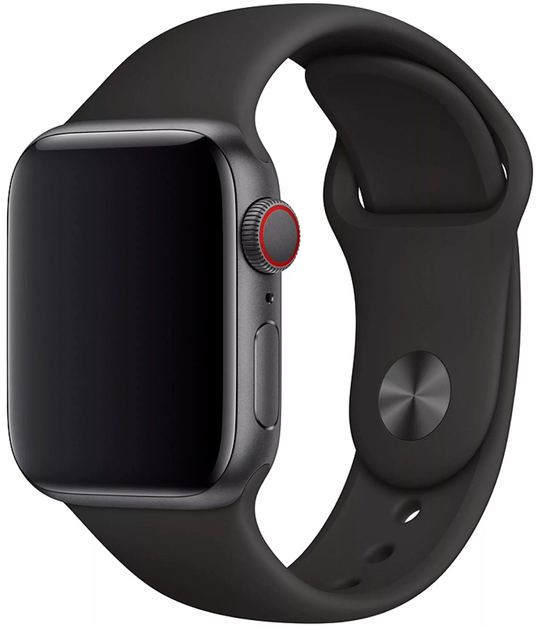 Силиконовый ремешок для смарт часов Apple Watch 38/40мм (Чёрный)