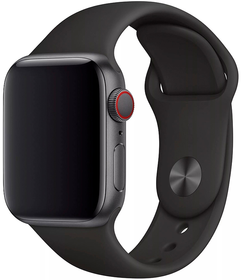 Силиконовый ремешок для смарт часов Apple Watch 42/44мм (Чёрный)