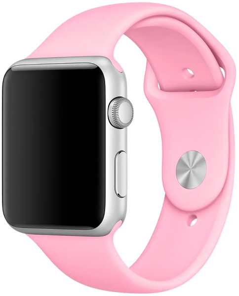 Силиконовый ремешок для смарт часов Apple Watch 42/44мм (Розовый)