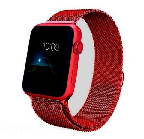 Ремешок миланская петля для смарт часов Apple Watch 38/40мм (Красный)