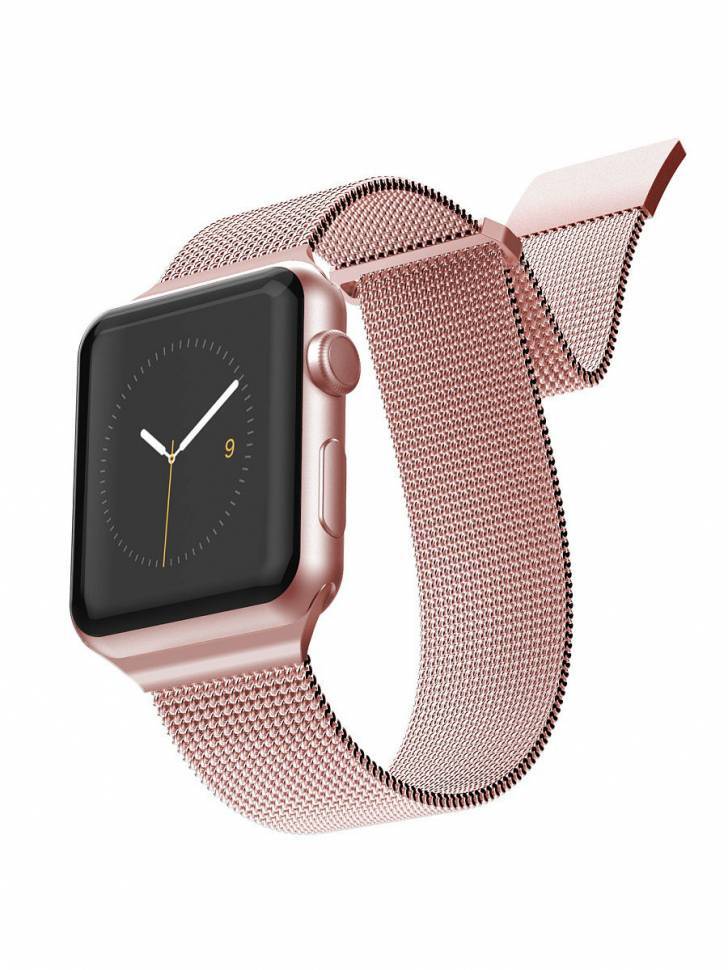 Ремешок миланская петля для смарт часов Apple Watch 38/40мм (Розовый)