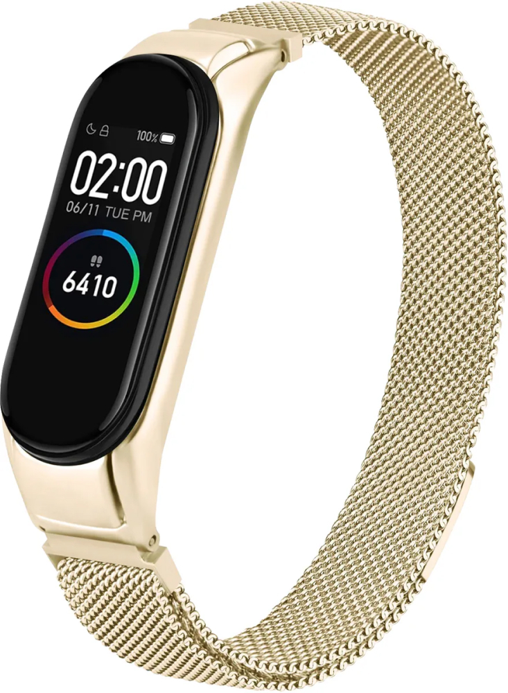 Ремешок миланская петля для Xiaomi Mi Band 3/4 (Золотой)